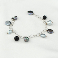 Bracelet Perles Nuances Bleu Gris