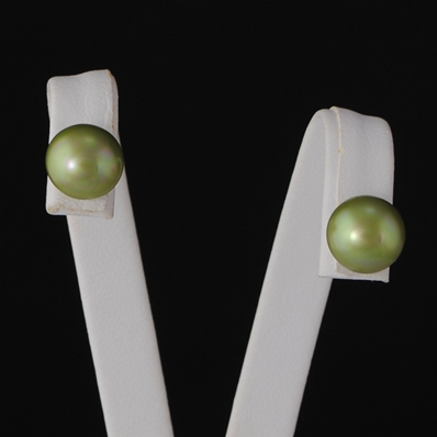 Boucles d'oreilles petites perles Vert Kaki