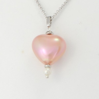 Pendentif Coeur argent couronne Perle Pêche