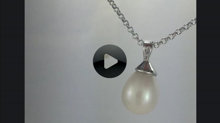 Pendentif perle goutte blanche