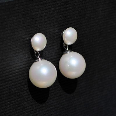 Boucles d'oreilles pendantes deux perles