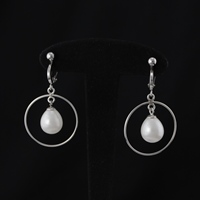 Boucle Clips Anneau et Perle Blanche