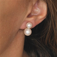 Boucles d'Oreilles Clips Double Perle Blanches