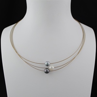 Collier Original Trilogie Perles Blanc Gris