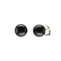 Boucles d'oreilles clips perles noir laqué