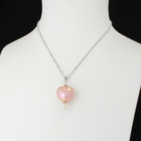 Pendentif Coeur argent couronne Perle Pêche