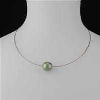 Collier Margot grosse Perle nacrée Vert amande