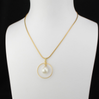 Collier Chaîne Saturne et Perle Suspendue