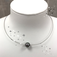 Collier solitaire perle gris foncé 9 mm, 42 cm