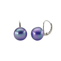 Boucles d'Oreilles Dormeuses Perles Couleur Mauve