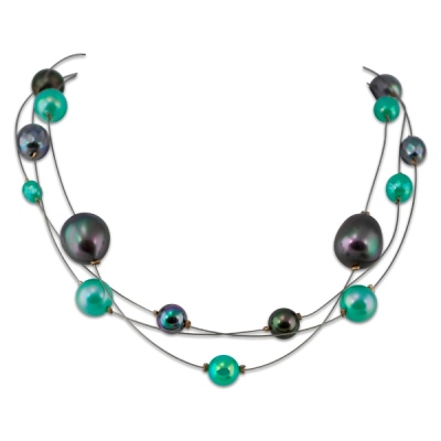 Collier Original en Perles Vert-Noir