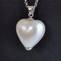 Collier Coeur perle Blanche avec Chaîne maille Jaseron